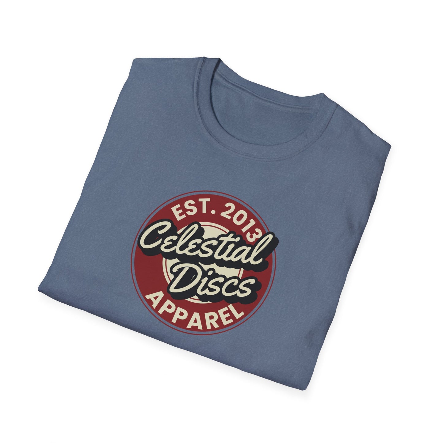 Round Apparel Logo Established 2013 Disc Golf Apparel Softstyle T-Shirt by Celestial