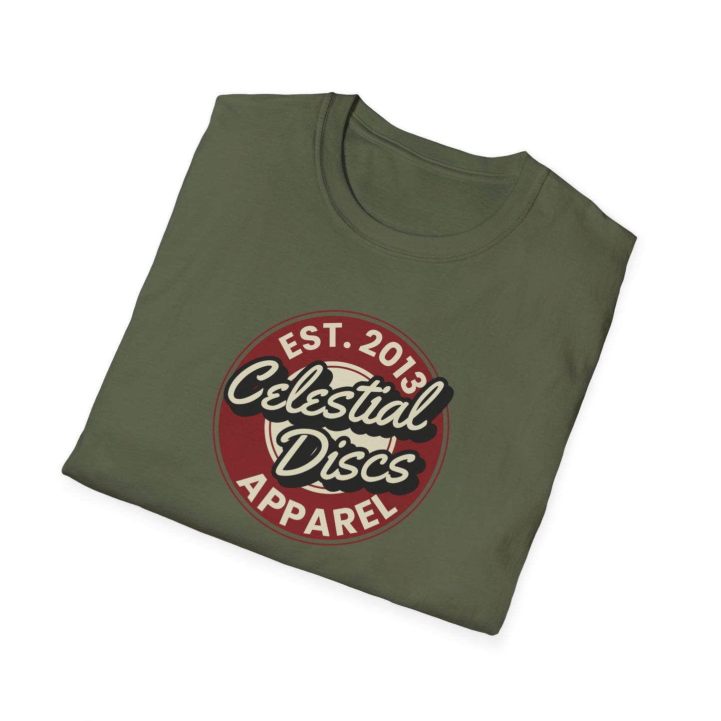 Round Apparel Logo Established 2013 Disc Golf Apparel Softstyle T-Shirt by Celestial