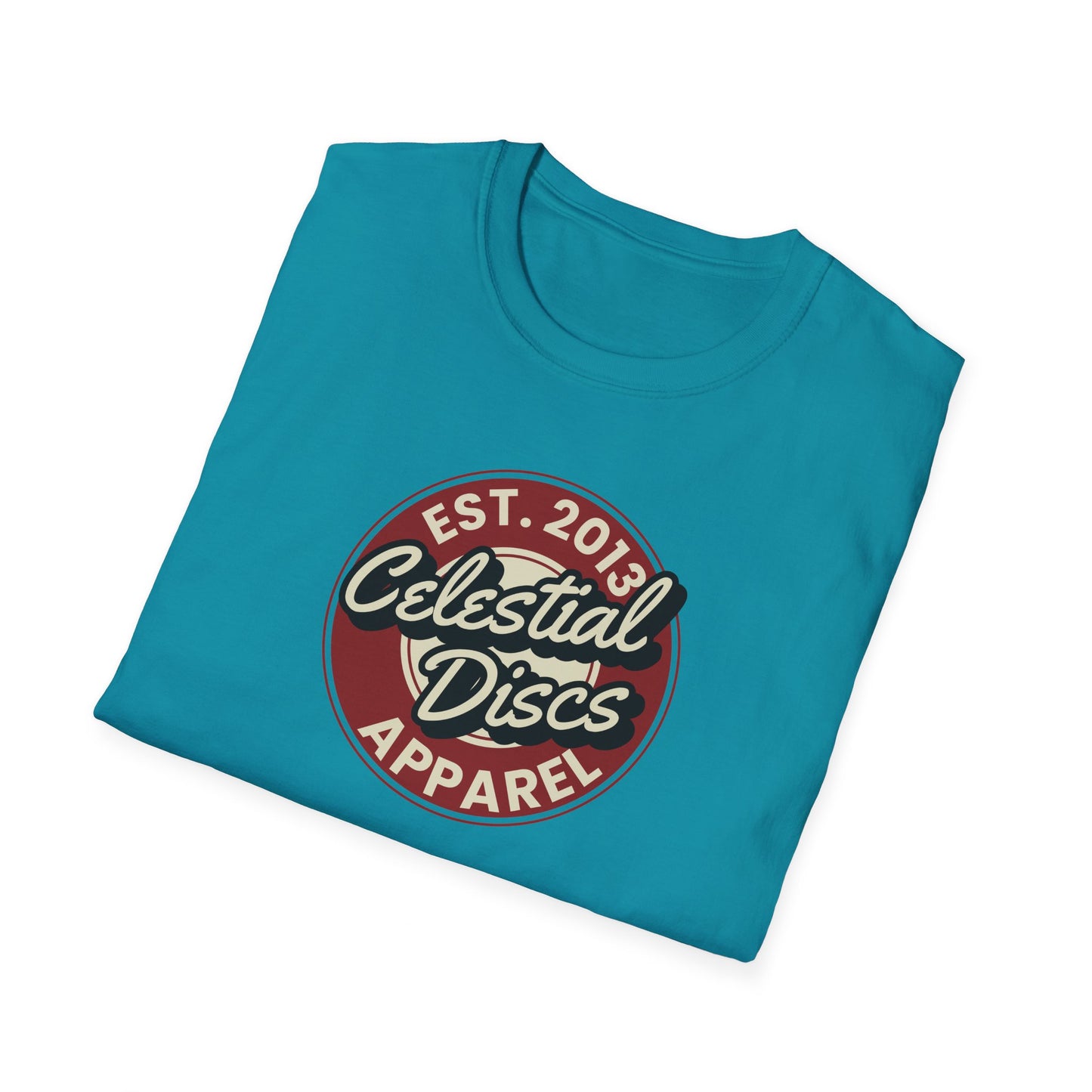 Round Apparel Logo Established 2013 Disc Golf Apparel Softstyle T-Shirt by Celestial