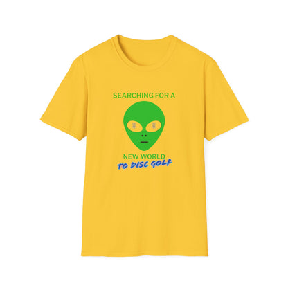 Alien New World To... Disc Golf Apparel Softstyle T-Shirt by Celestial