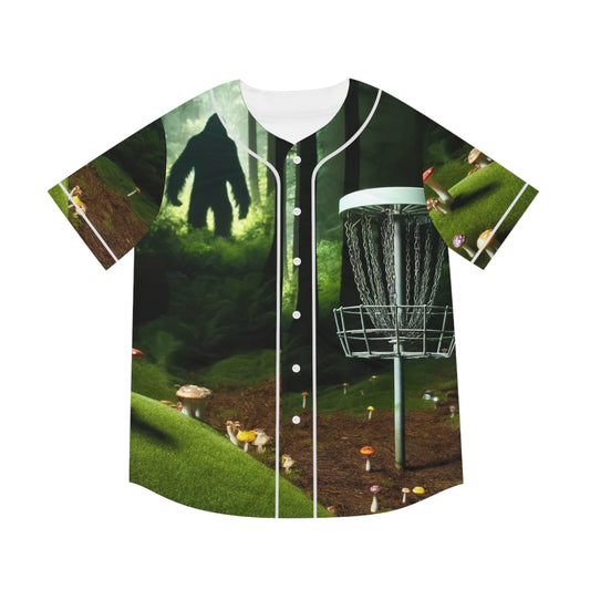 Sasquatch Forest Men's Baseball Jersey Disc Golf Apparel by Celestial Discs