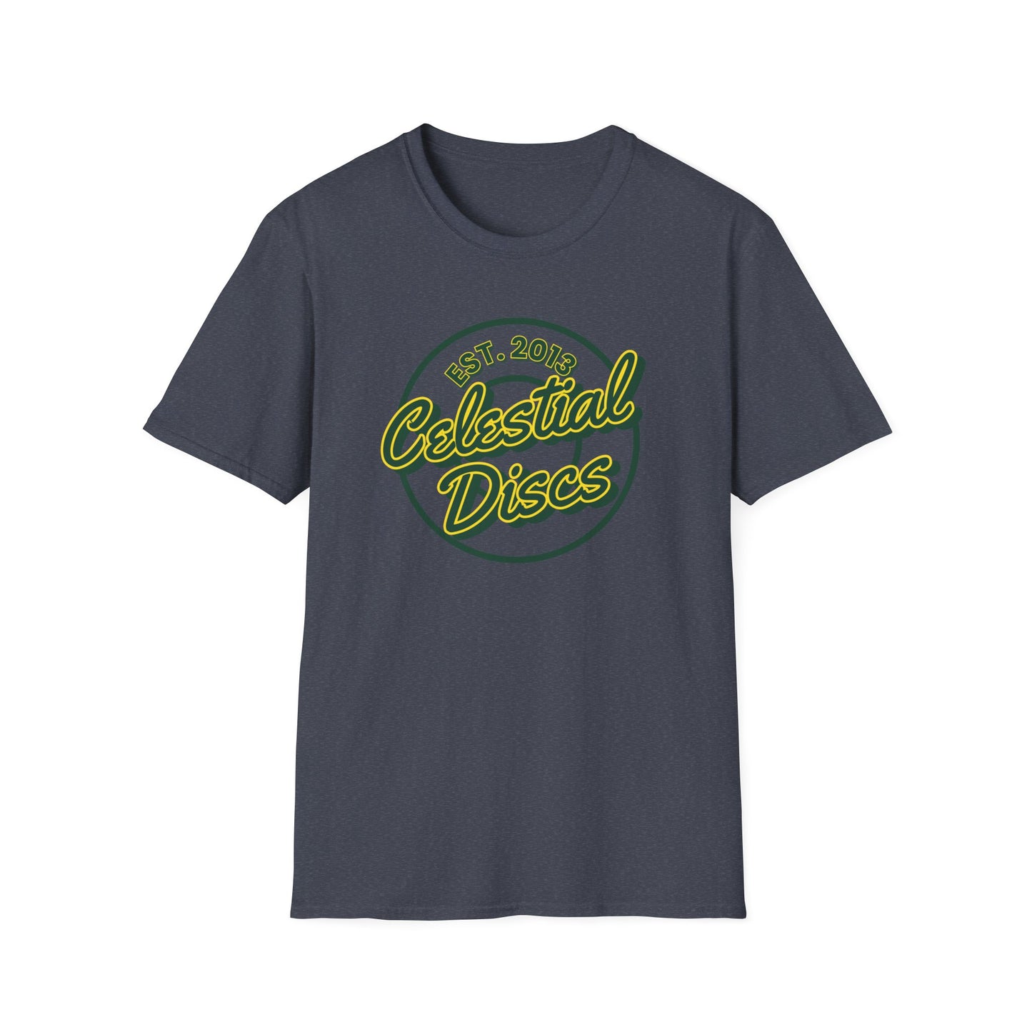 Celestial Discs Round Logo Disc Golf Apparel Softstyle T-Shirt by Celestial