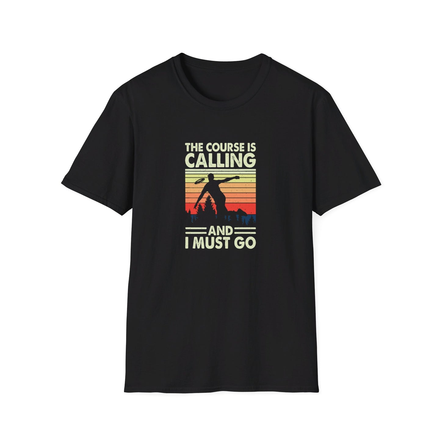 The Course is Calling... Disc Golf Apparel Softstyle T-Shirt by Celestial