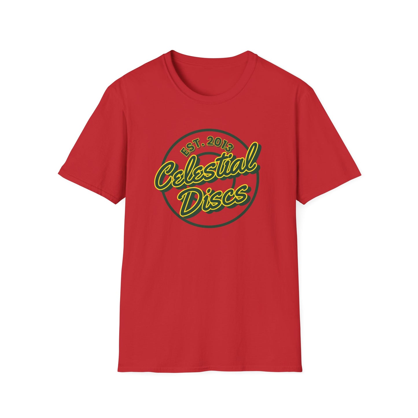 Celestial Discs Round Logo Disc Golf Apparel Softstyle T-Shirt by Celestial