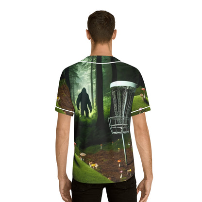 Sasquatch Forest Men's Baseball Jersey Disc Golf Apparel by Celestial Discs