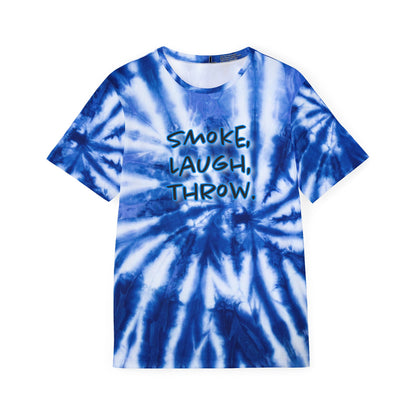 Smoke, Laugh, Throw Tie-Dye Inspired Disc Golf Apparel Men's Sports Jersey by Celestial