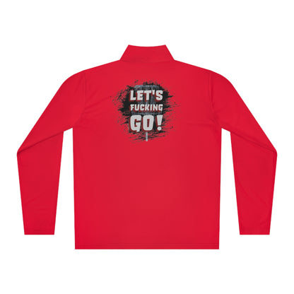 Let's F****** Go! Disc Golf Apparel by Celestial Discs Unisex Quarter-Zip Pullover