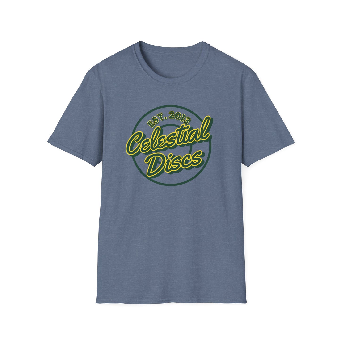 Celestial Discs Round Logo Disc Golf Apparel Softstyle T-Shirt by Celestial