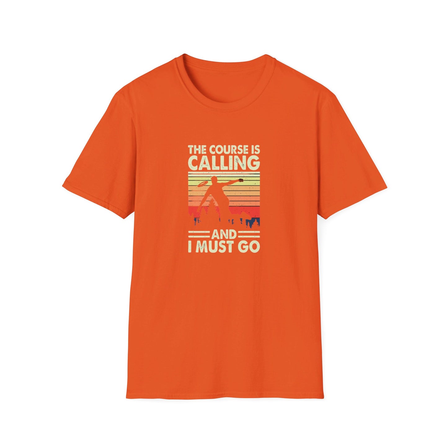 The Course is Calling... Disc Golf Apparel Softstyle T-Shirt by Celestial