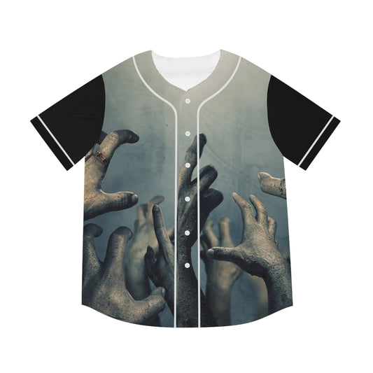 Scary Zombie Men's Baseball Jersey Apparel by Celestial Discs