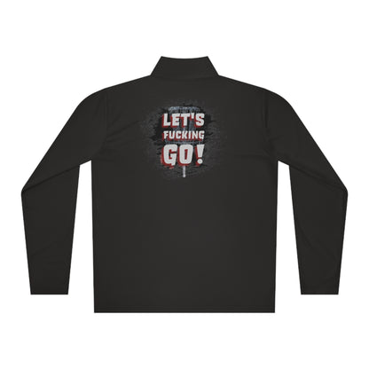 Let's F****** Go! Disc Golf Apparel by Celestial Discs Unisex Quarter-Zip Pullover