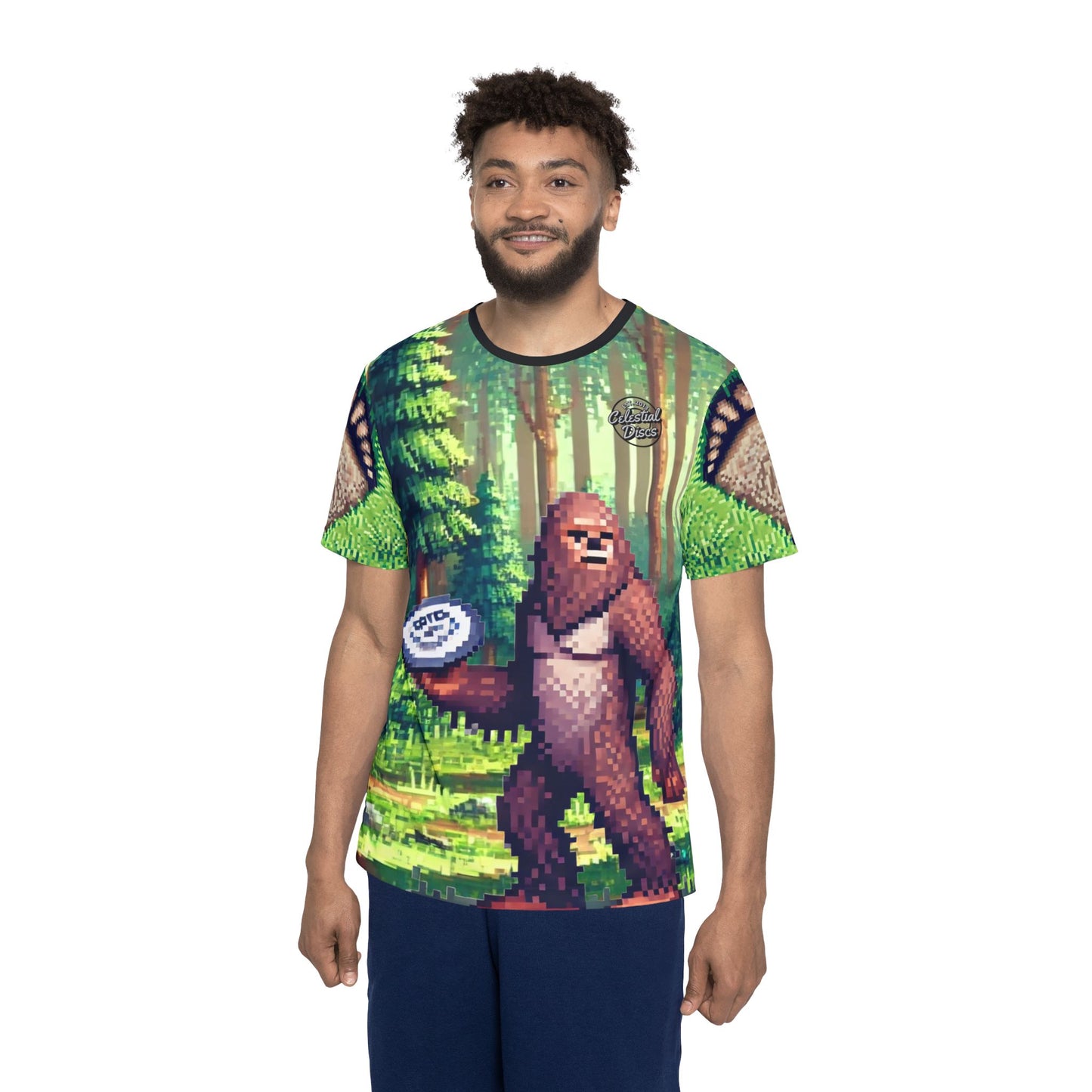 Sasquatch Pixel Art w/Redmond Logo Disc Golf Apparel Men's Sports Jersey by Celestial