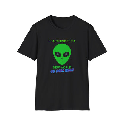 Alien New World To... Disc Golf Apparel Softstyle T-Shirt by Celestial