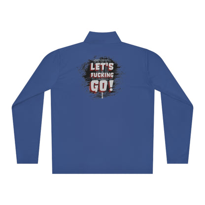 Let's F****** Go! Disc Golf Apparel by Celestial Discs Unisex Quarter-Zip Pullover