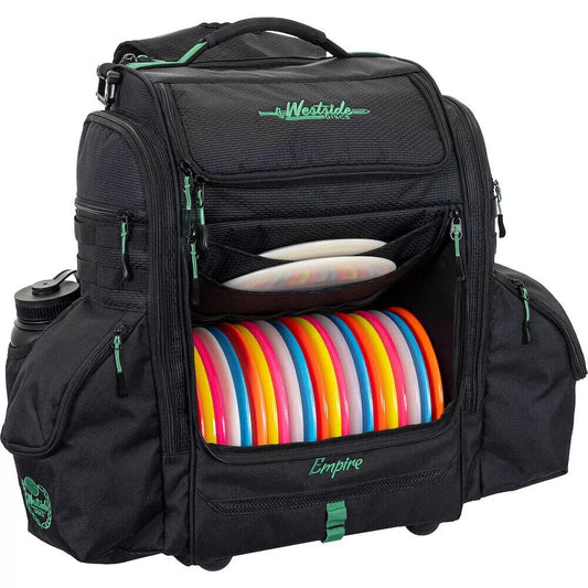 Westside Empire Backpack Disc Golf Bag Black Holds up to 24 Discs at Celestial